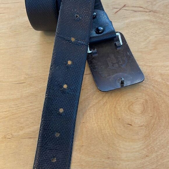 Kathe Helander Womens Crystal American Flag Buckle Leather Belt Black‎ main image 5